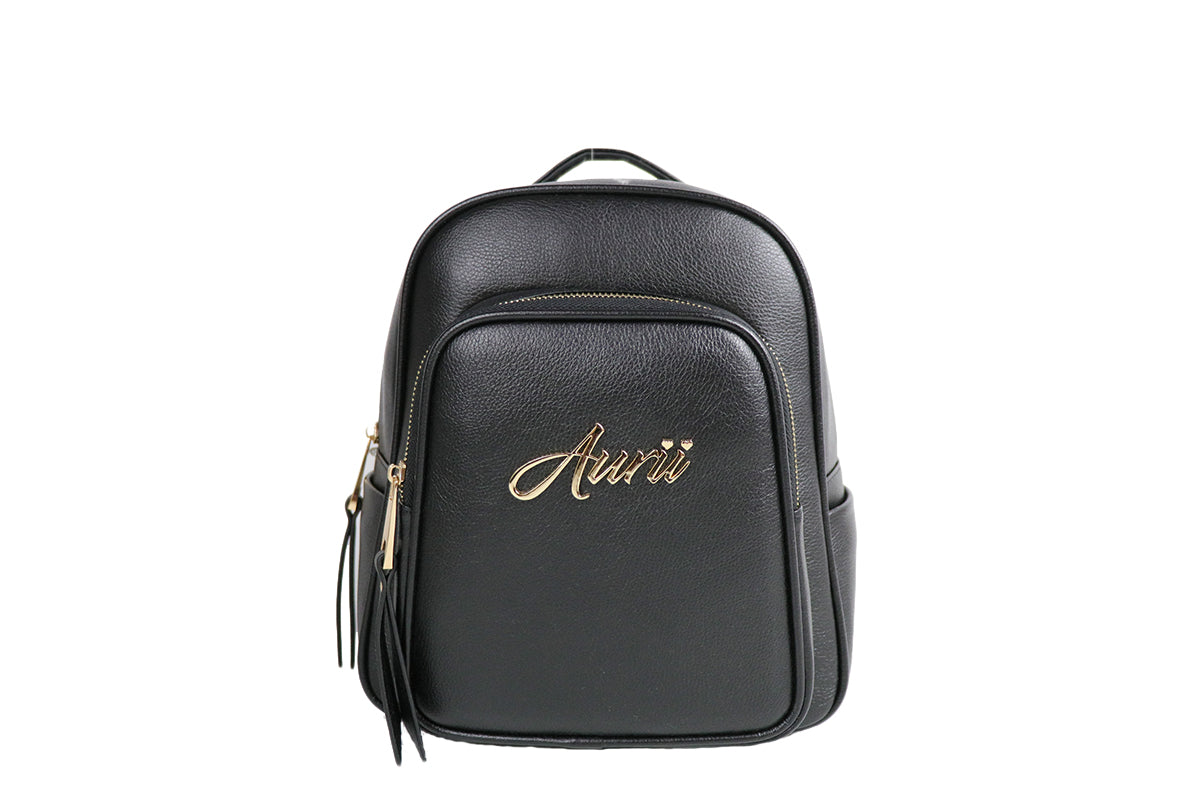 black faux leather backpack rose gold Black Aurii Beauty Luxury Backpack – Aurii Beauty LLC